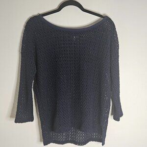 Aerie Open Knit Navy Blue Sweater Medium